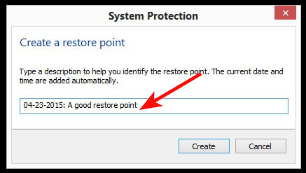 description of the restore point to be saved.